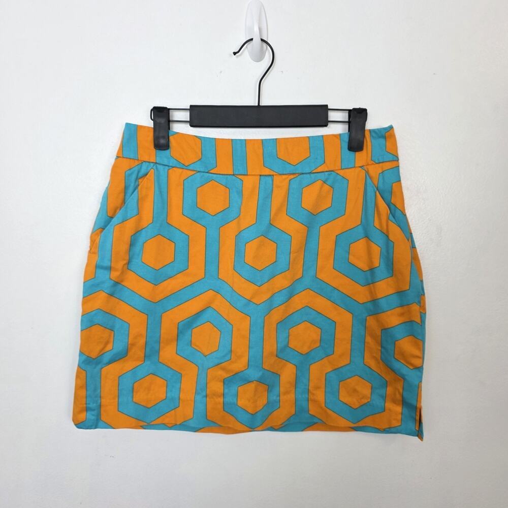 Loudmouth Orange Blue Geometric Sporty Outdoor Summer Mini Skort Size 4